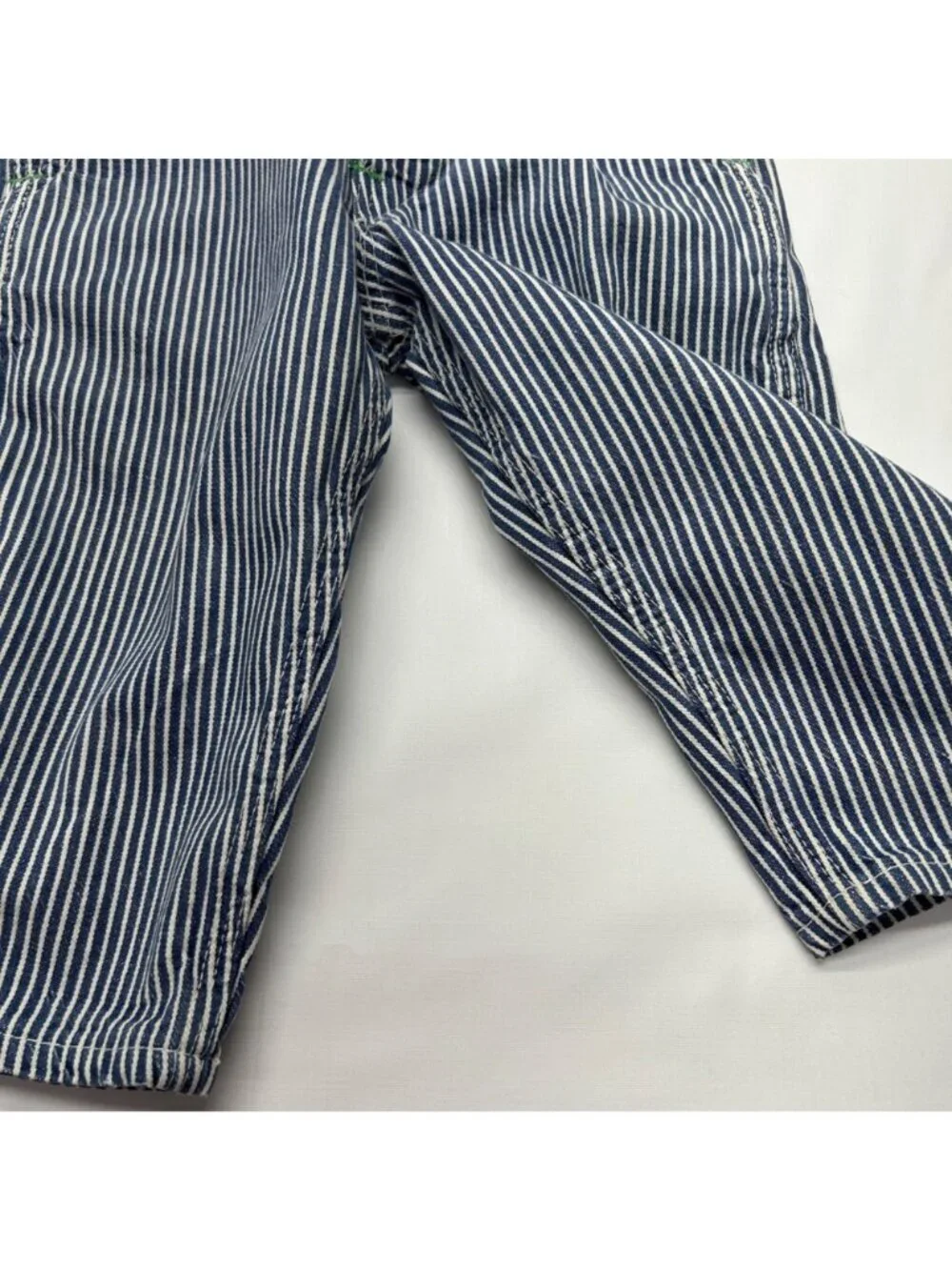 Vintage OshKosh BGosh Sanforized Blue & White Striped Overalls Adjustable Straps